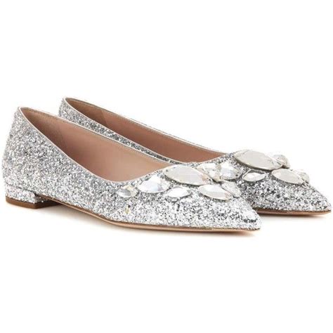 miu miu ballerinas glitzer|Glitter ballerinas Silver/slate .